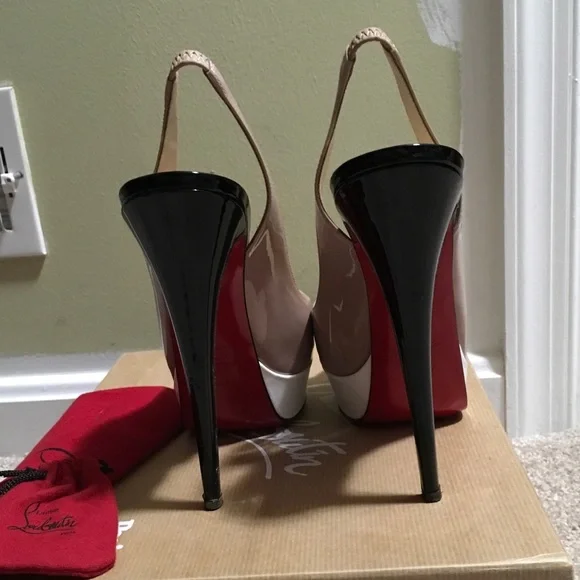 Auth Louboutin Lady Peep Sling 150 Patent. Sz40 - Picture 5 of 6